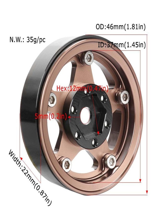 LAFEINA 1.55 inch Beadlock Wheels +2.8mm/-4.4mm Adjustable Offset Rims for 1/10 1/12 RC Crawler Car LC70 LC80 JIMNY (5-Spoke, Bronze) - Image 3
